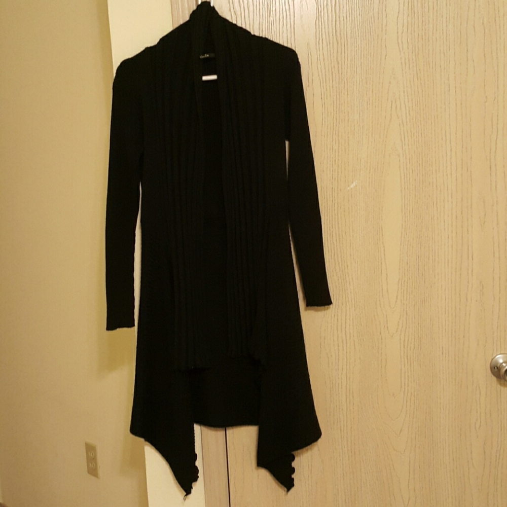 Asymmetric long cardigan (Navy)
